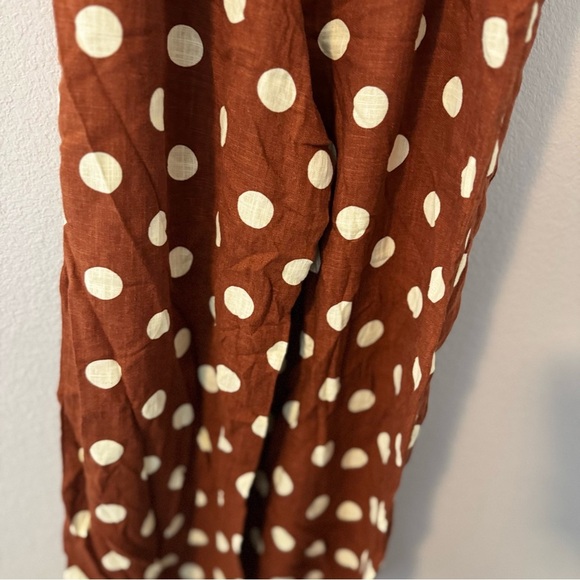 Monteau Rust and Cream Polka Dot Jumpsuit M, Button, Belted, crop - Picture 6 of 14
